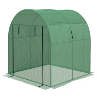 Outsunny Polytunnel Greenhouse Walk-in Grow House with UV-resistant PE Cover, Doors and Mesh Windows, 1.8 x 1.8 x 2m, Green(m-1)