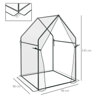 Outsunny Mini Greenhouse, Garden Tomato Growhouse with 2 Zipped Doors, Portable Indoor Outdoor Green House, 90 x 90 x 145cm, Clear(m-3)