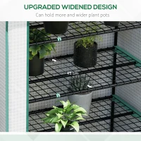 Outsunny 5 Tier Widened Mini Greenhouse with Reinforced PE Cover, Portable Indoor Outdoor Green House with Roll-up Door and Wire Shelves, 193H x 90W x 49Dcm, White(m-4)