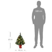 HOMCOM Mini Árvore de Natal 60cm Artificial com Suporte Metálico 73 Ramos PVC Ø40x60cm Verde(m-3)
