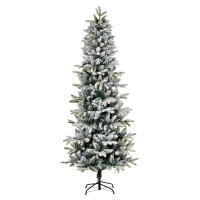 HOMCOM Árvore de Natal Ø95x210cm Neve Artificial com 784 Pontas de Ramos Ignífugos e Suporte de Aço Decoração de Natal para Interiores Verde e Branco