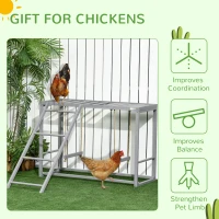 PawHut Chicken Activity Play with Swing Set for 3-4 Chickens, Wooden Chicken Coop, Grey(m-7)