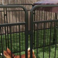 PawHut Recinto per Cani da Esterno in Metallo con Tetto, 282x141x160.5cm, Marrone(m-9)