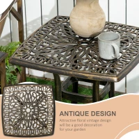 Outsunny Outdoor Patio Side Table with 38mm Dia. Umbrella Hole, Cast Aluminium Patio coffee Table, 54 x 54cm, Bronze(m-4)