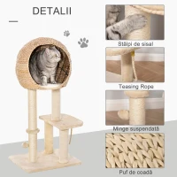 PawHut ansamblu joaca pisici, suport pentru ascutit gheare, bej(m-5)