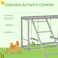 PawHut Chicken Activity Play with Swing Set for 3-4 Chickens, Wooden Chicken Coop, Grey(m-4)