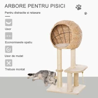PawHut ansamblu joaca pisici, suport pentru ascutit gheare, bej(m-4)