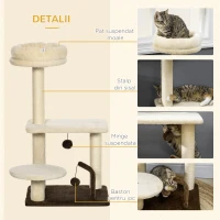 PawHut  Ansamblu de pisici pentru interior Turn de pisici cu stalp de zgariat Jucarie cu minge 44 x 38 x 74 cm, bej(m-6)
