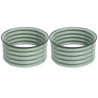 Outsunny Set of 2 Raised Garden Bed, Metal Planter Box with Safety Edging, Easy-to-assemble Stock Tank, Green(m-1)
