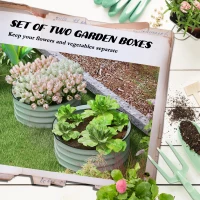 Outsunny Set of 2 Raised Garden Bed, Metal Planter Box with Safety Edging, Easy-to-assemble Stock Tank, Green(m-4)