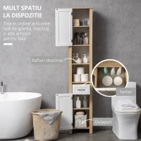Kleankin Dulap Baie inalt – Sertar & Rafturi Reglabile, Alb Elegant(m-4)