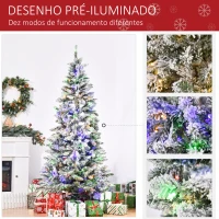 HOMCOM Árvore de Natal 210 cm com 250 Luzes LED Árvore de Natal Nevada com 829 Ramos e Base Dobrável Ø112x210 cm Verde(m-7)