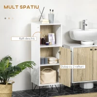 kleankin Dulap de podea pentru baie cu raft deschis, organizator de depozitare independent cu o singura usa pentru birou, living, dormitor, stejar si alb(m-4)