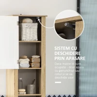 Kleankin Dulap Baie inalt – Sertar & Rafturi Reglabile, Alb Elegant(m-5)