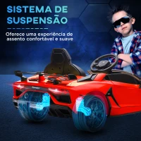 HOMCOM Carro Elétrico Lamborghini para Crianças 12V Velocidade 5km/h Controlo Remoto MP3 e Luzes 107,5x63x42 cm Vermelho(m-8)