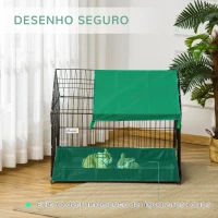 PawHut Gaiola para Animais Pequenos com 2 Portas Base com Tecido Oxford Impermeável e Toldo 90x75x75 cm Preto e Verde(m-5)