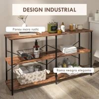 HOMCOM raft stil industrial, 3 nivele, 120x30x76 cm(m-4)