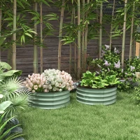 Outsunny Set of 2 Raised Garden Bed, Metal Planter Box with Safety Edging, Easy-to-assemble Stock Tank, Green(m-10)