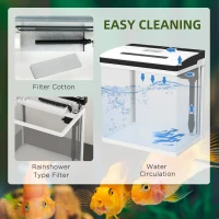 PawHut 13L Glass Aquarium Fish Tank with Filter, LED Lighting, for Betta, Guppy, Mini Parrot Fish, Shrimp, 29 x 20 x 30.5cm(m-6)