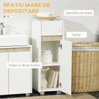 kleankin Dulap de baie cu sertar si dulap cu polita reglabila, din lemn 30x33x88cm, alb(m-4)