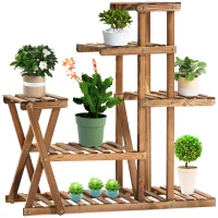 Outsunny Suporte para Plantas Estante para Plantas de Madeira com 5 Níveis para Interior Exterior 98x28x95 cm Madeira(m-10)