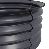 Outsunny Set of 2 Raised Garden Bed, Metal Planter Box with Safety Edging, Easy-to-assemble Stock Tank, Dark Grey(m-8)