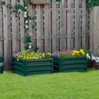 Outsunny Set of Two 60 x 60cm Steel Planter Boxes - Green(m-10)