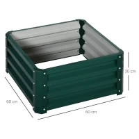 Outsunny Set of Two 60 x 60cm Steel Planter Boxes - Green(m-3)