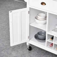 HOMCOM Desserte de cuisine multi-rangements 2 tiroirs 2 placards porte avec étagère niche range-bouteille porte-torchons MDF pin caoutchouc(m-8)