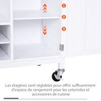HOMCOM Desserte de cuisine multi-rangements 2 tiroirs 2 placards porte avec étagère niche range-bouteille porte-torchons MDF pin caoutchouc(m-7)