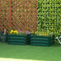 Outsunny Set of Two 60 x 60cm Steel Planter Boxes - Green(m-2)