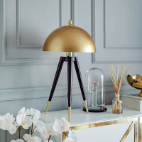 HOMCOM Lampă de masă cu trepied și abajur auriu metalic, fixare E27, Ф30x62cm – auriu(m-2)