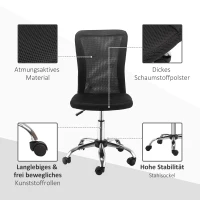 Vinsetto Bureaustoel, verstelbaar in hoogte, met mesh bekleding, afmetingen 43 cm x 58 cm x 100 cm, in het zwart(m-4)