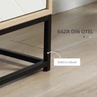 HOMCOM Dulap de depozitare modern , dulap decorativ cu 3 sertare, rafturi deschise pentru camera de zi, dormitor, biroul de acasa, natural si alb crem(m-6)