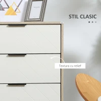 HOMCOM Dulap de depozitare modern , dulap decorativ cu 3 sertare, rafturi deschise pentru camera de zi, dormitor, biroul de acasa, natural si alb crem(m-5)