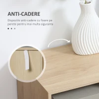 HOMCOM Dulap de depozitare modern , dulap decorativ cu 3 sertare, rafturi deschise pentru camera de zi, dormitor, biroul de acasa, natural si alb crem(m-7)