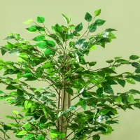 Outsunny Arbre Artificiel Plante Artificiel Banyan Hauteur 1,8 m Tronc Branches Liane Lichen Feuilles Grand réalisme Pot Inclus(m-9)