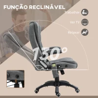 Vinsetto Cadeira de Escritório com 6 Pontos de Massagem Reclinável até 130° com Função de Aquecimento 68x72x110-120 cm Cinza(m-7)