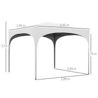 Outsunny Tenda Dobrável 3x3 m Tenda de Jardim com Altura Ajustável Bolsa de Transporte Tecido Anti-UV e Sacos de Areia Branco(m-3)