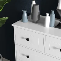 HOMCOM Cómoda de Dormitório com 5 Gavetas e Puxadores Cómoda Alta para Sala de Estar Estúdio Estilo Moderno 74x40x91 cm Branco(m-9)