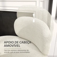 HOMCOM Poltrona Sala de Estar Individual em Borrego com Apoio para a Cabeça e Pés de Metal 71x65x90 cm Creme(m-4)