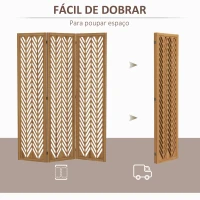HOMCOM Biombo de 3 Painéis Dobrável 120x1,7x170 cm Separador de Ambientes de Madeira com Padrões Geométricos Madeira(m-6)