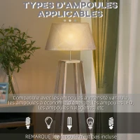 HOMCOM Lampadaire design contemporain 2 étagères intégrées 40 W max. dim. 45L x 45l x 148H cm pin lin gris(m-6)