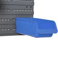 DURHAND 44 Piece Wall Mounted Tool Rack Organiser Storage Bins and Panel Set with Shelf Hook Screws Accessories Blue(m-10)