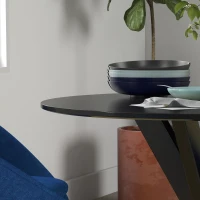 HOMCOM Masa Rotunda pentru 4 Persoane, Negru(m-9)