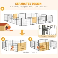 PawHut 16 Panels Heavy Duty Puppy Playpen, for Small Dogs, Indoor and Outdoor Use - Grey(m-9)