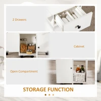 HOMCOM Multi-Storage Six-Person Drop Leaf Dining Table -  White(m-6)