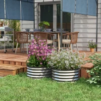 Outsunny Set de 2 Paturi inaltate pentru Gradina, Jardiniera inaltata pentru Exterior cu Margine de Protectie(m-2)