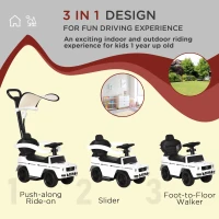 HOMCOM 3 in 1 Kids Children Ride on Push Car Toddler Sliding Car G350 Licensed Walker Foot to Floor Slider Push-Along with Horn Steering Wheel NO POWER Manual, White(m-4)