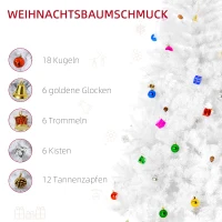 HOMCOM Kerstboom kerstboom kerstboom 150 / 180 cm PVC 680 punten incl. decoratie wit(m-4)